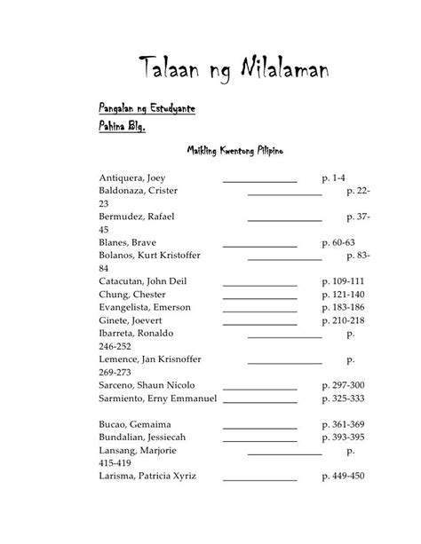 talaan ng nilalaman calligraphy|BAHAGI NG AKLAT .